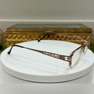 Monalisa - Japan - Pierced Metal Flower Filigree Arms - Rx Eyeglass Frames - EUC